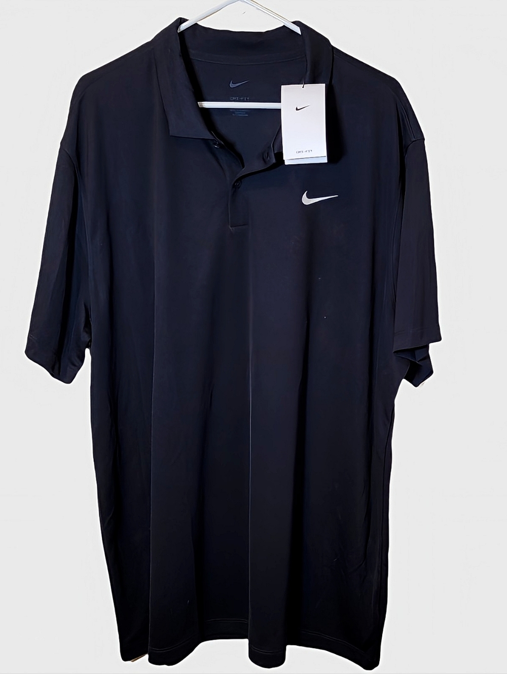 New Nike Black Performance Golf Polo US Mens Sz XXL White Swoosh